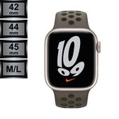 Compatible Apple Watch Bandje - Silicone Sportbandje Nike Look - Apple Watch 42/44/45mm M/L - Olive Gray / Cargo Khaki