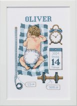 Borduurpakket Oliver geboortetegel - Permin