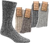 3 paar Noorse Sokken - Wintersokken - Thermo - Grof Gebreide Wollen Sokken - Maat 39 -42 - 3 Pack - Kleur (Grijs)