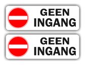 Geen ingang, sticker set van 2 verkeersbord met tekst stickers.