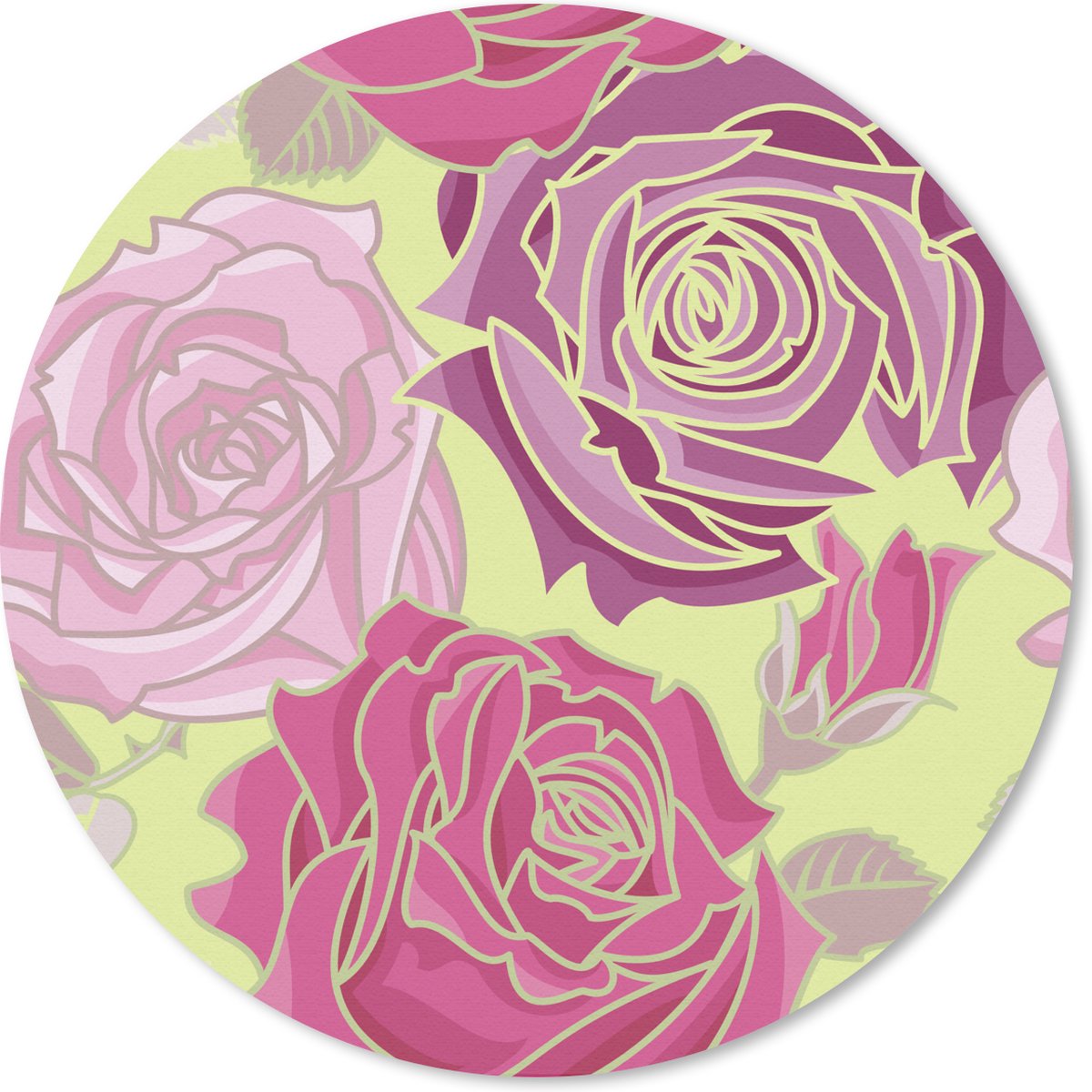 Muismat rond 20x20 cm - Mousepad Rozen - Roze - Patronen - Ronde muismatten