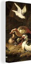 Toile Peinture Canards - Peinture de Melchior d'Hondecoeter - 20x40 cm - Décoration murale