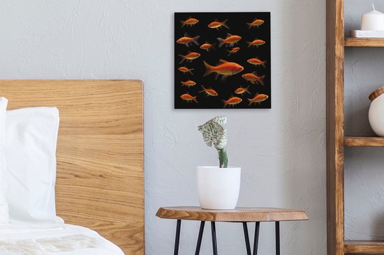 Poisson rouge sur toile fond noir 2cm 20x20 cm - petit - Tirage photo sur toile (Décoration murale salon / chambre)