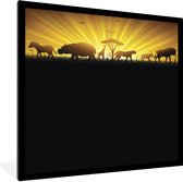 Fotolijst incl. Poster - Een illustratie van een zonsopgang bij een Afrikaans landschap - 40x40 cm - Posterlijst