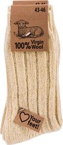 100% virgin wool – exclusief product – schapenwollen sokken – 2 paar - natuurkleur – maat 35/38