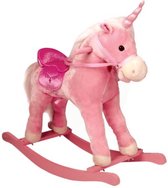 Schommelpaard Eenhoorn | Donker Roze | 74 x 30 x 64 cm | Zithoogte: 46 cm | Tot 19 kg | Voor kinderen vanaf 3 jaar | Met geluidseffect | Schommelend speelgoed | Hobbelpaard