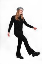 Split broek | Broek dames | Aangesloten fit | Elastieken band | Hoge taille | Kleur Zwart | Maat S