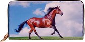 Portemonnee met bruin paard in weiland - 19,5x10cm