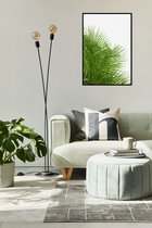 Akoestische panelen - Geluidsisolatie - Akoestische wandpanelen - Akoestisch schilderij AcousticPro® - paneel met groene planten - Design 87 - Basic - 60X90 - zwart- Wanddecoratie