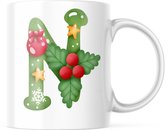 Kerst Mok met afbeelding: Kerst letter N | Kerst Decoratie | Kerst Versiering | Grappige Cadeaus | Koffiemok | Koffiebeker | Theemok | Theebeker