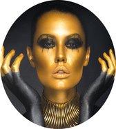 Mooie vrouw in zwart en goud - Foto op Dibond - ⌀ 40 cm