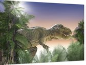 Dinosaurus T-Rex in tropisch woud - Foto op Dibond - 90 x 60 cm