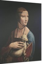 De dame met de hermelijn, Leonardo da Vinci - Foto op Dibond - 60 x 80 cm