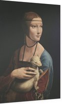 De dame met de hermelijn, Leonardo da Vinci - Foto op Dibond - 60 x 90 cm