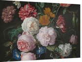 Stilleven met bloemen in een glazen vaas, Jan Davidsz. de Heem - Foto op Dibond - 60 x 40 cm