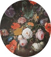 Stilleven met bloemen en een horloge, Abraham Mignon - Foto op Dibond - ⌀ 40 cm