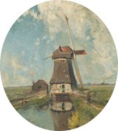 Een molen aan een poldervaart, Paul Gabriël - Foto op Dibond - ⌀ 40 cm