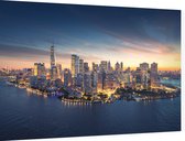 Panorama van de New York City skyline bij zonsopgang - Foto op Dibond - 60 x 40 cm