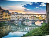 Avondgloed over de Ponte Vecchio in Florence - Foto op Dibond - 60 x 40 cm