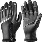 Fietshandschoenen | MTB handschoenen | Wielrenhandschoenen | Winter | Lang | Leer | Zwart - Maat: XXL