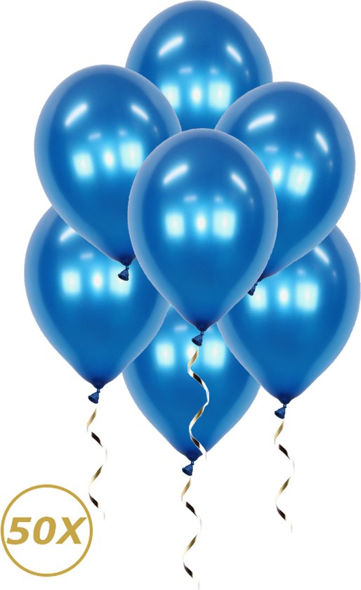 Blauwe Helium Ballonnen Gender Reveal Versiering Feest Versiering Ballon BabyShower Metallic Blauw - 50 Stuks