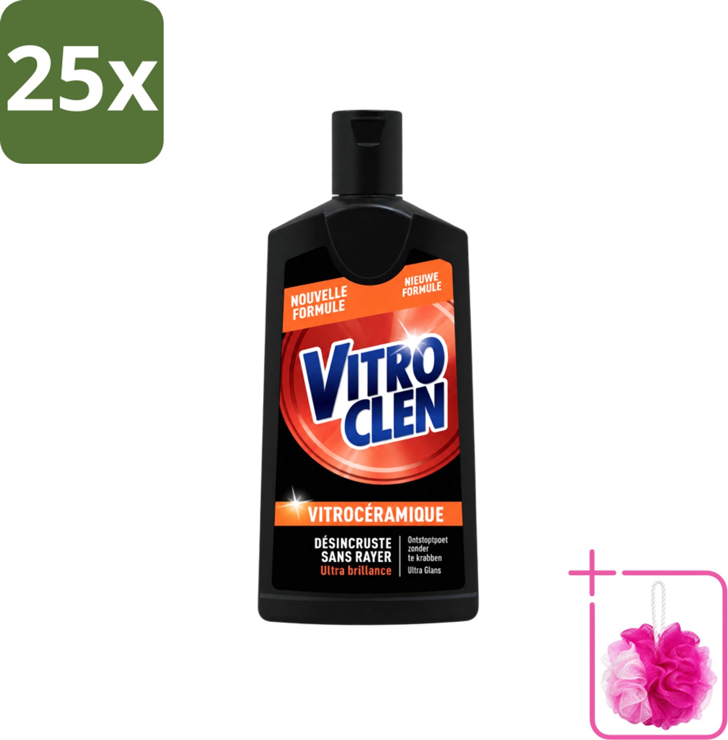 25 x Vitroclen - Kookplaatreiniger - Keramisch & Inductie - Ultra Glans - 310 ml - Bulkverpakking - Kookplaat reinigen - Douchemop - Keramische kookplaat reinigen