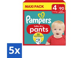 5 x Pampers – Luierbroekjes – Baby Dry Pants Maat 4 – 90 Luiers - Voordeelverpakking - 5 stuks