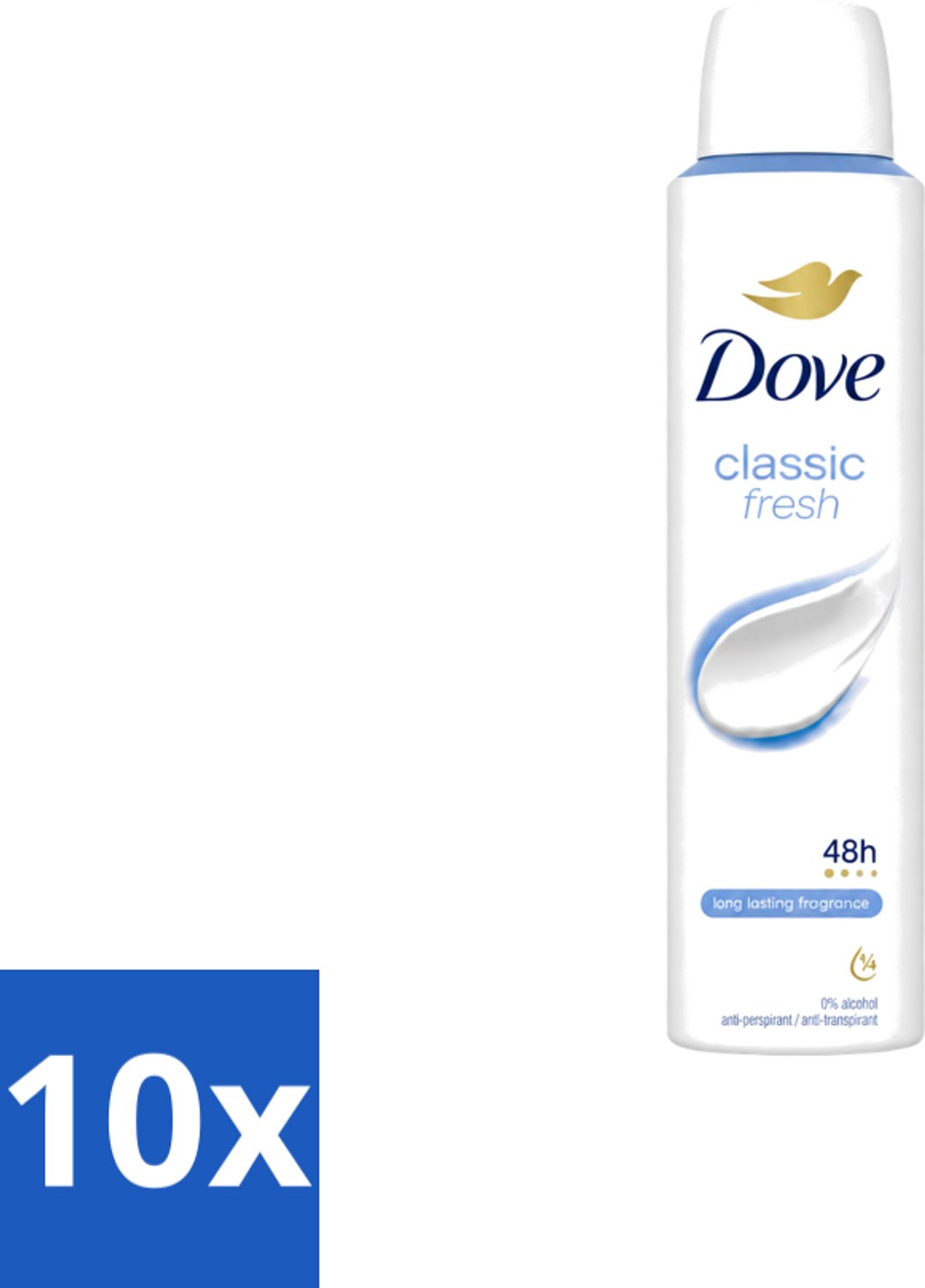 10 x Dove – Deodorant Spray – Classic Fresh – 200 ml - Voordeelverpakking - 10 stuks