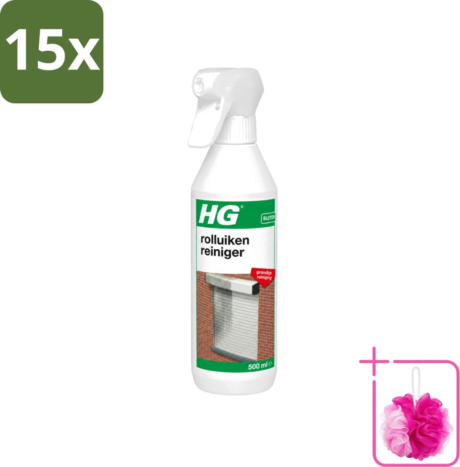 15 x HG - Rolluikenreiniger - Grondige Reiniging - 500 ml - Bulkverpakking - Rolluiken reinigen - Douchemop - Rolluiken reiniger