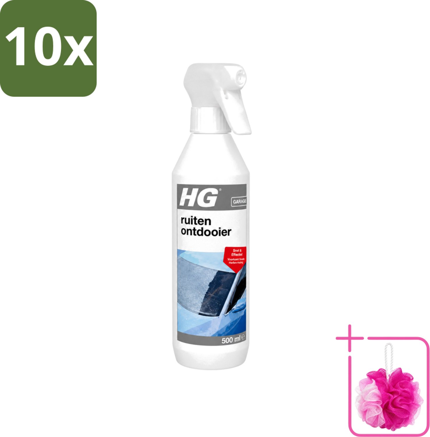 10 x HG - Ruitenontdooier Spray - Snel & Effectief - Voorkomt Snelle Herbevriezing - 500 ml - Bulkverpakking - Ruitenontdooier - Douchemop - Sneeuw en ijs verwijderen