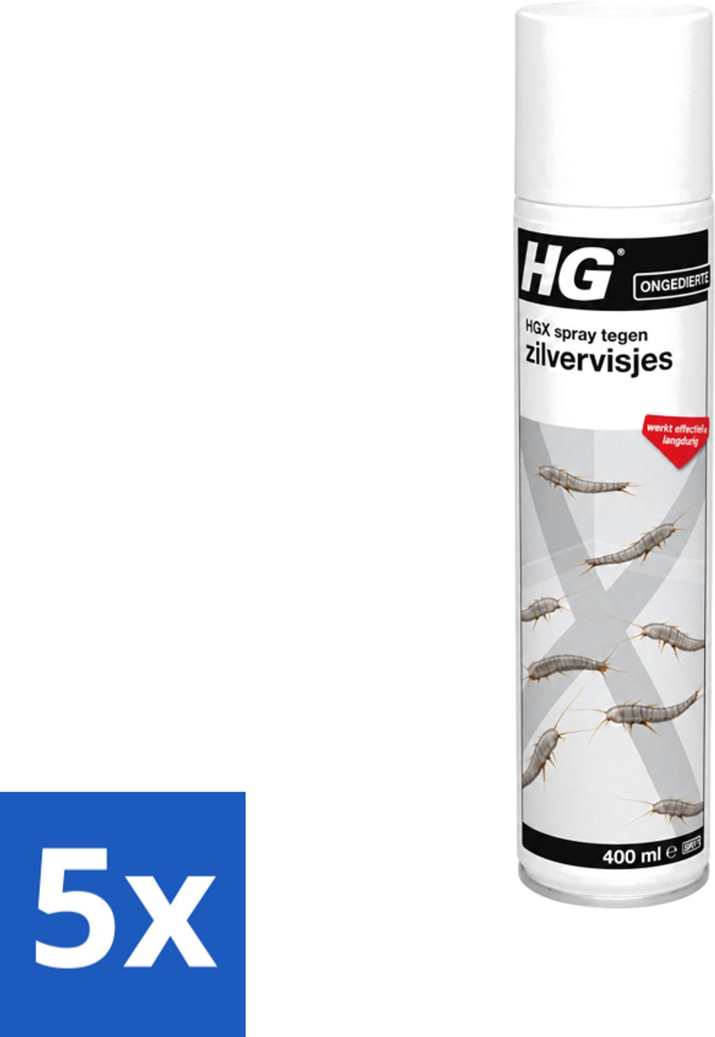 5 x HG X - Spray tegen Zilvervisjes - Langdurige Bescherming - 400 ml - Voordeelverpakking - 5 stuks