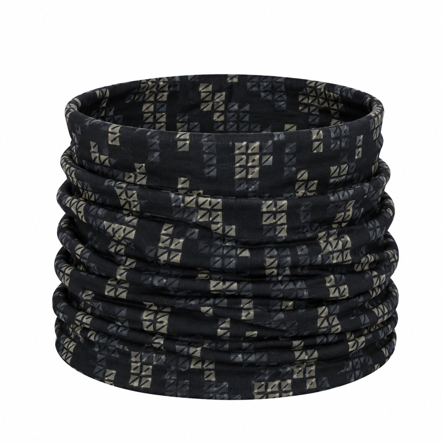 Haarsoires Haarband Multifunctioneel 45x25cm - Geometrische Print - Zwart - Elastische Stof - Bandana Col Nekwarmer - Sport Outdoor Casual - Unisex