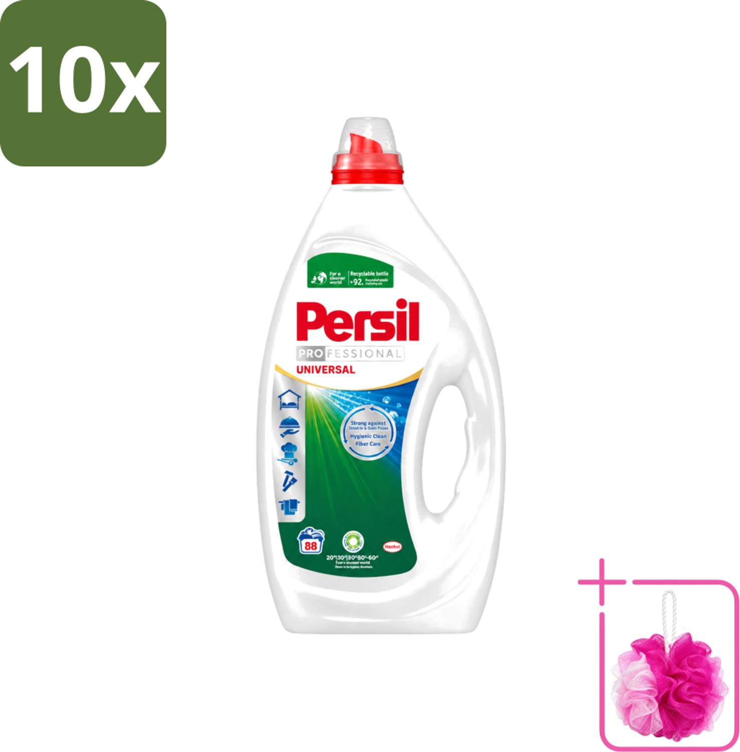 10 x Persil Professional - Universal - Vloeibaar Wasmiddel - Witte en Gekleurde Was - 88 Wasbeurten - Bulkverpakking - Wasmiddel - Douchemop - Wasmachine