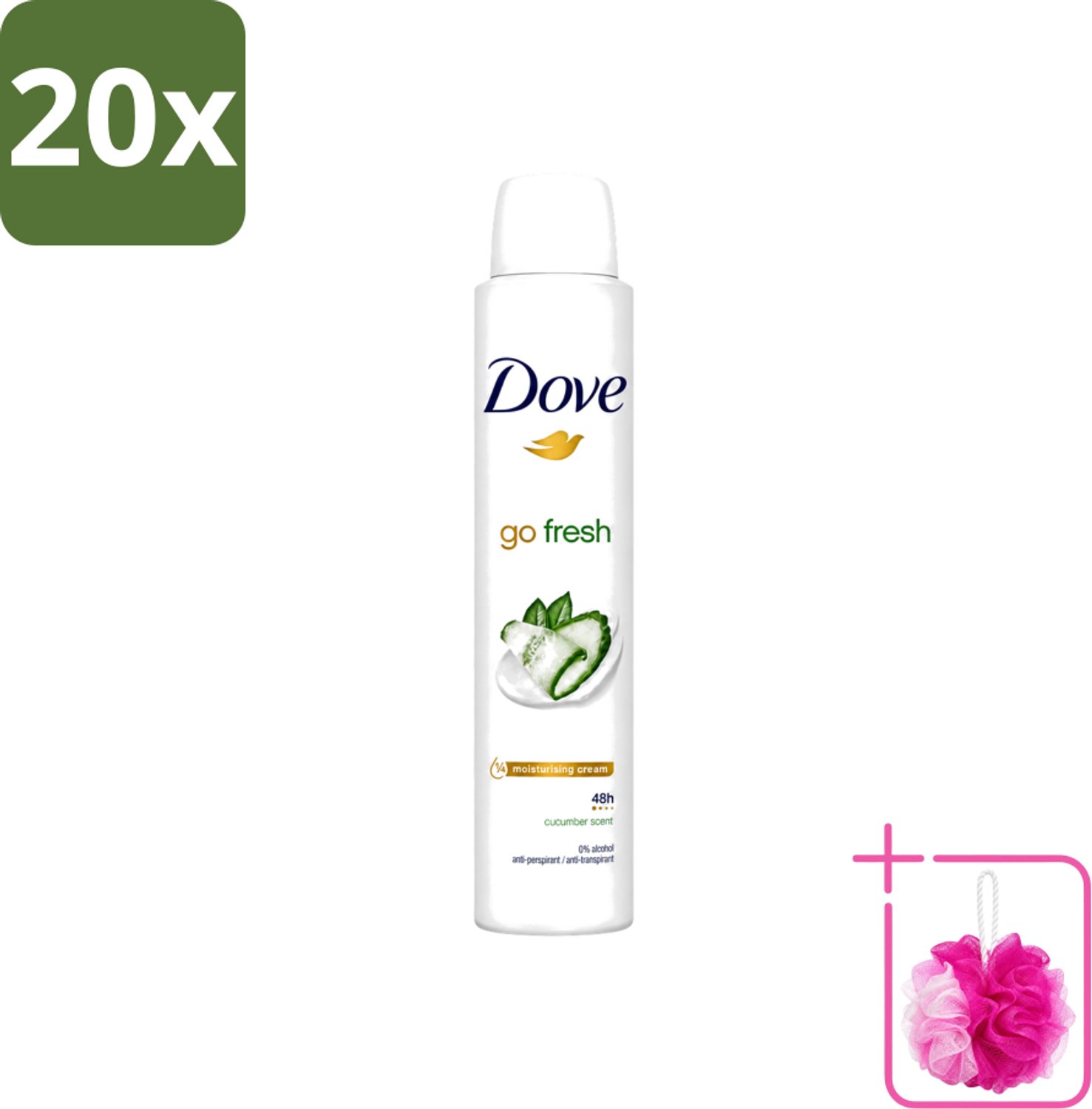 20 x Dove Go Fresh - Deospray - Groene Thee & Komkommer - 200 ml - Bulkverpakking - Dove Go Fresh Deospray Groene Thee & Komkommer - Douchemop - Frisheid