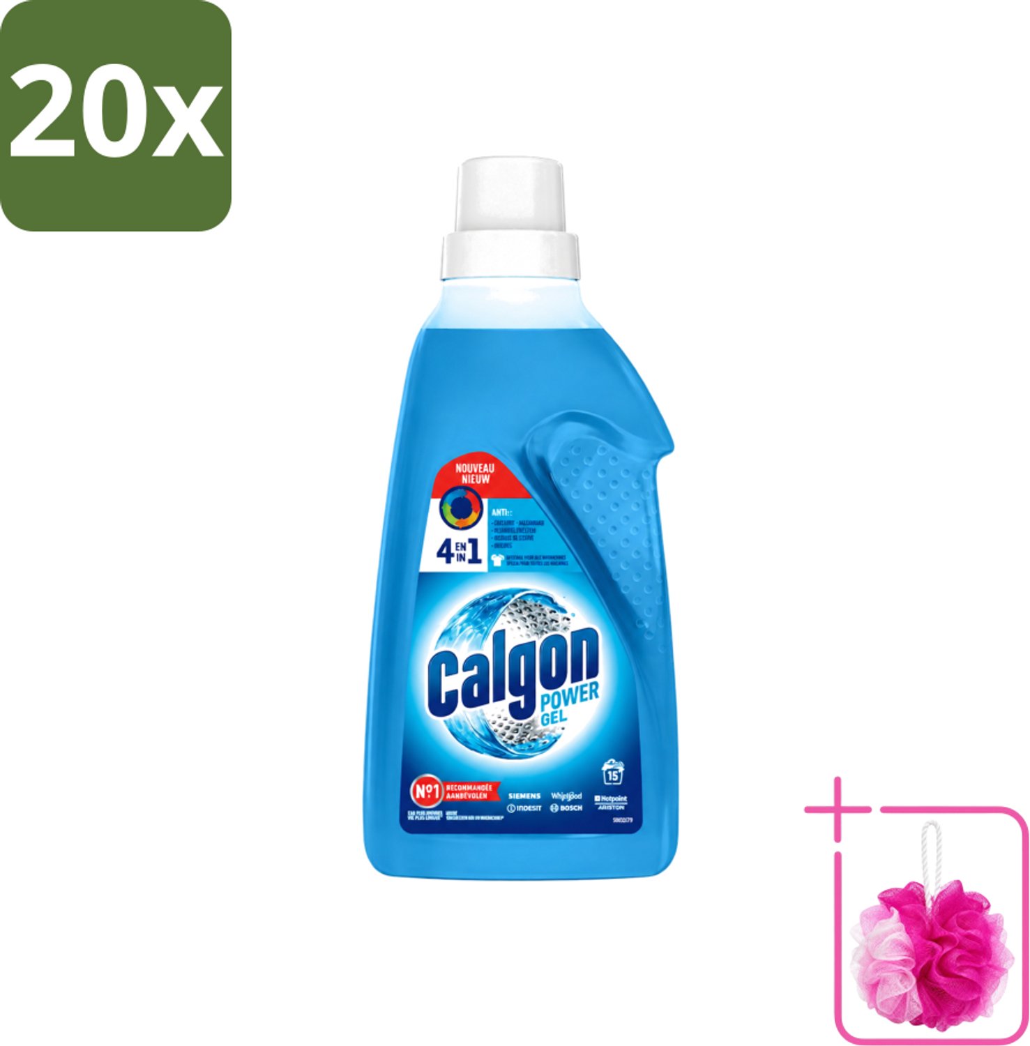 20 x Calgon - Wasmachinereiniger - Gel - Tegen Kalkaanslag / Wasmiddelresten / Geuren - 750 ml - 15 Wasbeurten - Bulkverpakking - Wasmachine reinigen - Douchemop - Kalkvrije wasmachine