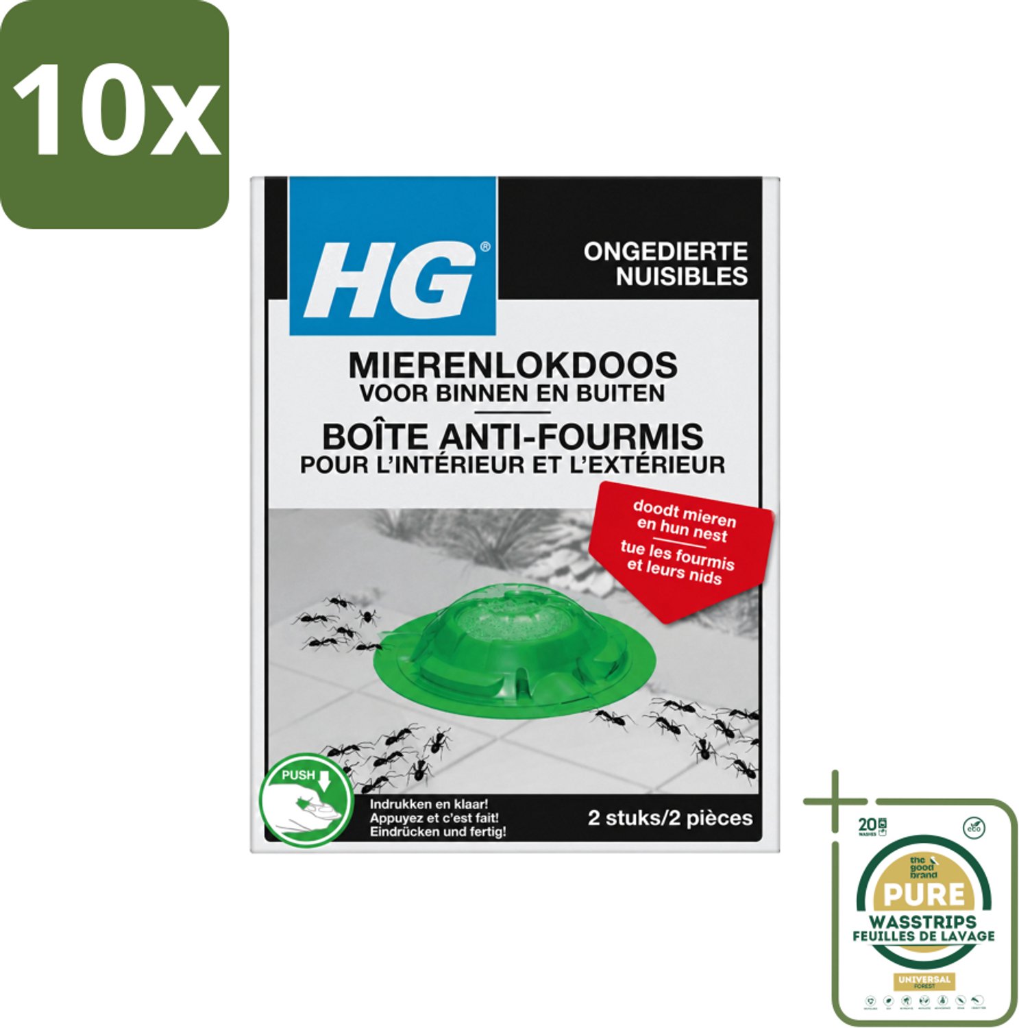10 x HG X - Ongedierte - Mierenlokdoos Voor Binnen & Buiten - Bestrijdt Tot In Het Nest - 2 Doosjes - Wasstrips - Mierenbestrijding - Mierenlokdoos - Mierenbestrijding Binnen En Buiten - Mierenbestrijding Tot In Het Nest - Mierenbestrijding Tuin