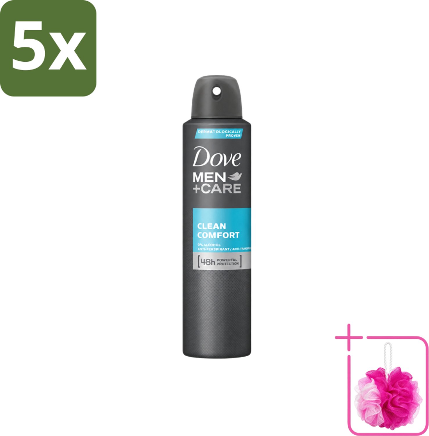 5 x Dove Men+Care – Deodorant Spray – Clean Comfort – 200 ml - Bulkverpakking - Anti-transpirant spray - Douchemop - Okselgeur