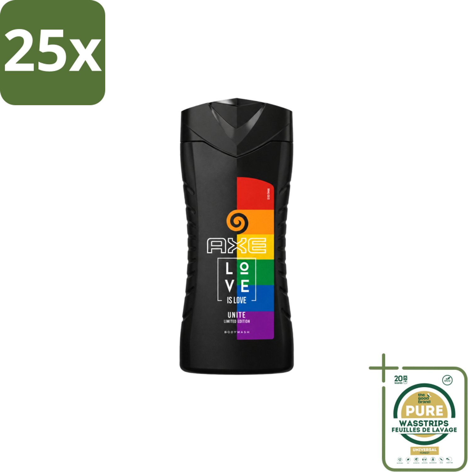 25 x AXE – Bodywash – Unite Love Is Love – 250 ml - Wasstrips - Douchegel - Africa - Frisheid - Schuim - Reiniging