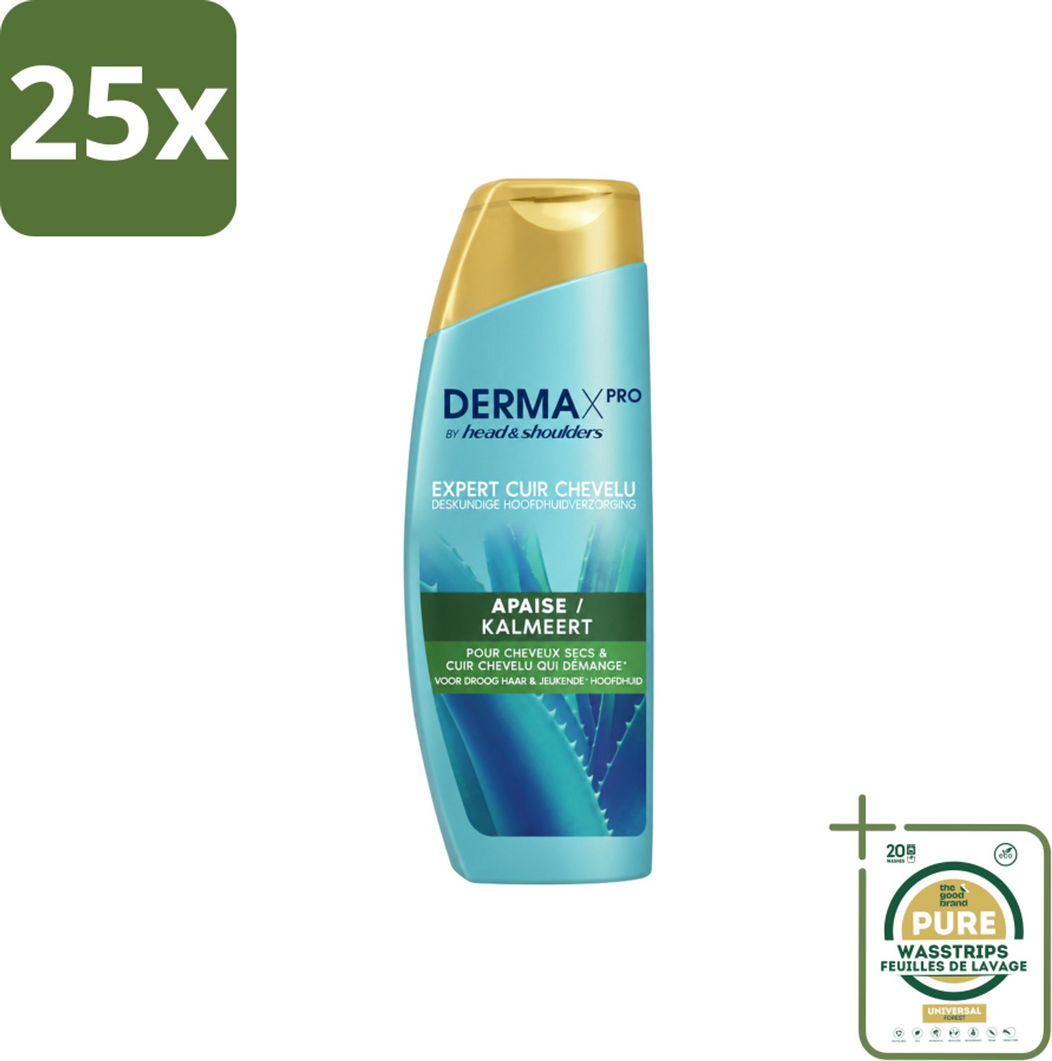 25 x Head & Shoulders - Shampoo - DermaXpro - Kalmeert - 225ml - Wasstrips - Kalmerend Shampoo - Anti-roos Shampoo - Droge Hoofdhuid - Jeukende Hoofdhuid - Roosverzorging