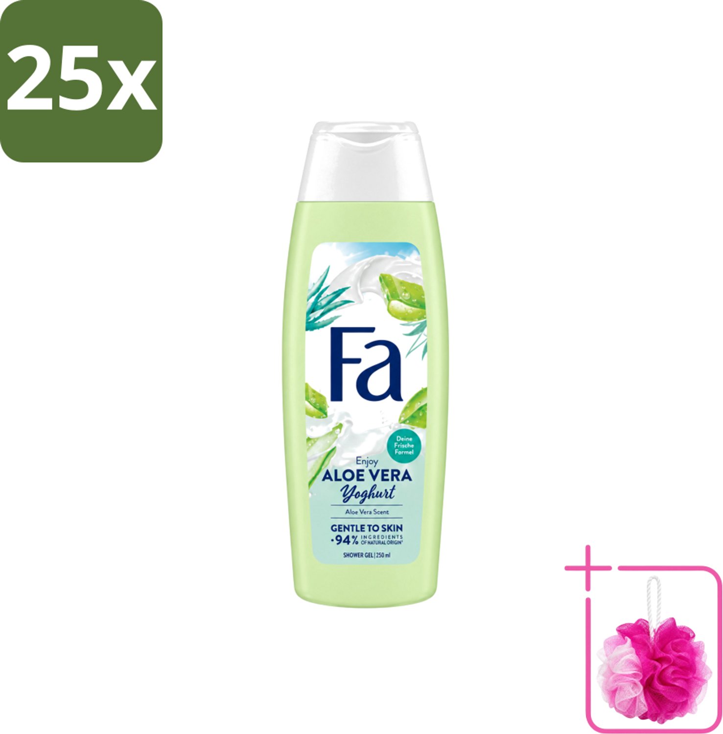 25 x Fa - Douchegel - Yoghurt & Aloe Vera - 250 ml - Bulkverpakking - Douchegel yoghurt aloe vera - Douchemop - Yoghurt douchegel