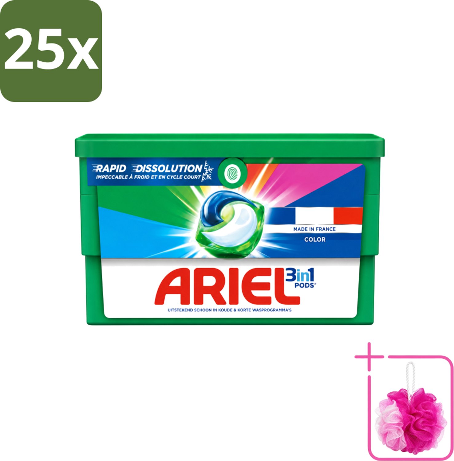 25 x Ariel Color - Wasmiddelcapsules - 3in1 Pods - Gekleurde Was - 19 Wasbeurten - Bulkverpakking - Wasmiddelcapsules - Douchemop - Gekleurde was