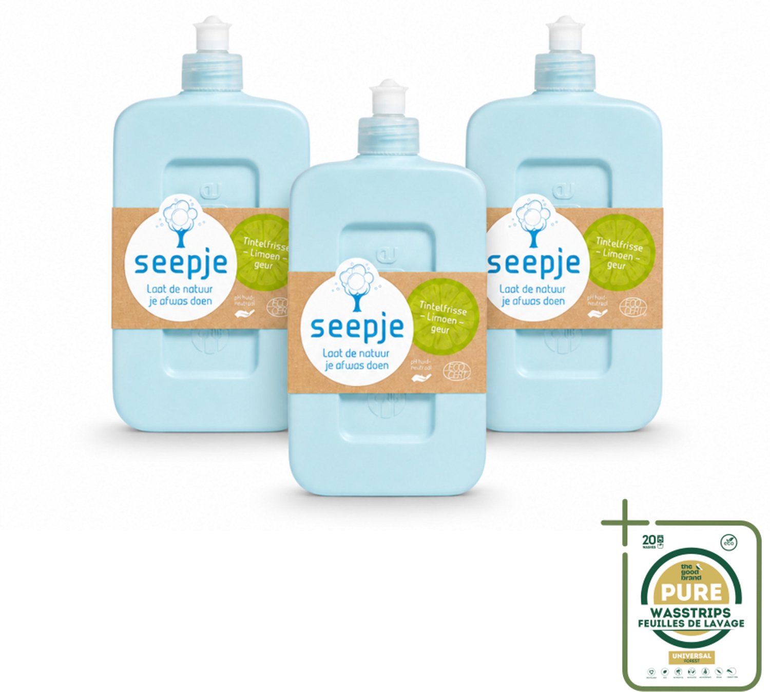 3 x Seepje - Afwasmiddel - Milieuvriendelijk - Tintelfrisse Limoen Geur - 500 ml - Wasstrips - Afwasmiddel - Milieuvriendelijk - Huidvriendelijk - Limoengeur - Ecologisch