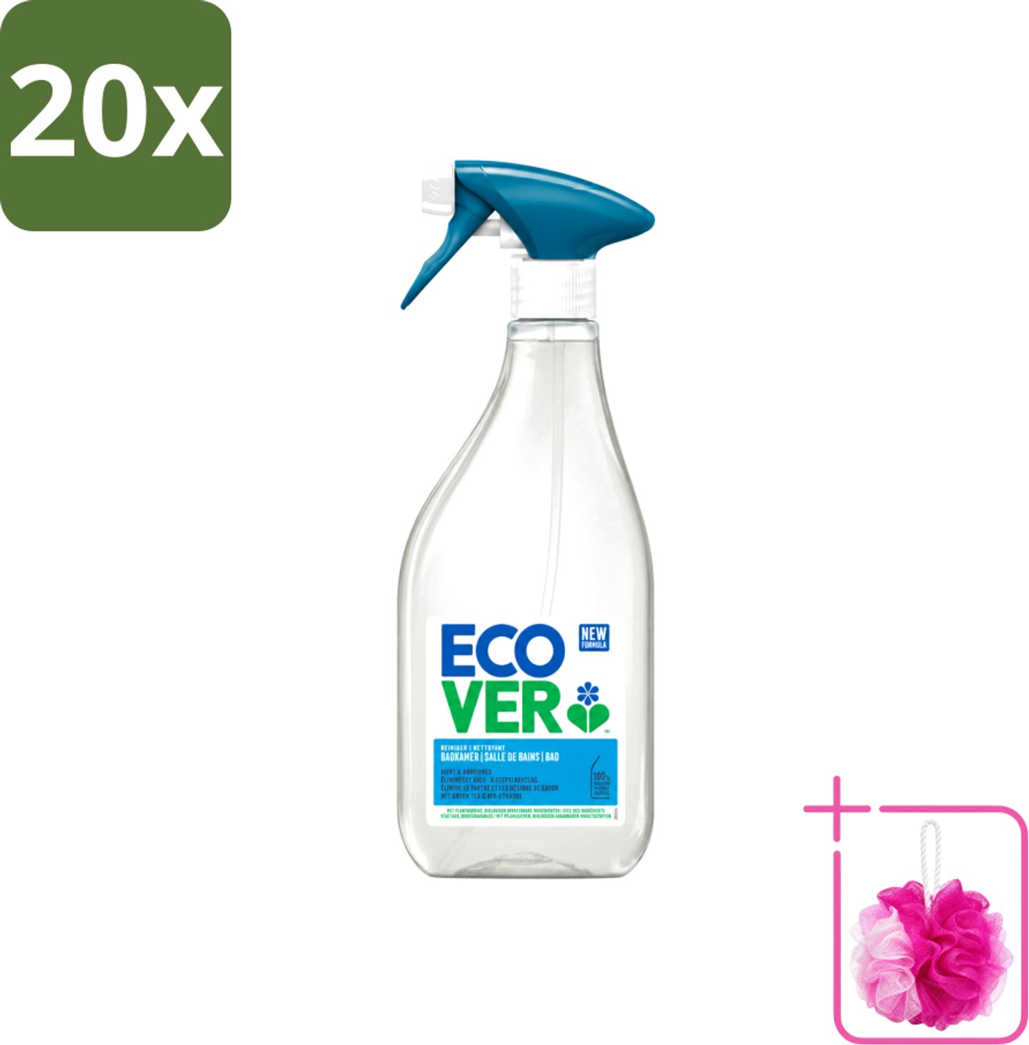 20 x Ecover - Badkamerreiniger - Munt & Komkommer - 500 ml - Bulkverpakking - Badkamerreiniger - Douchemop - Kalkverwijdering