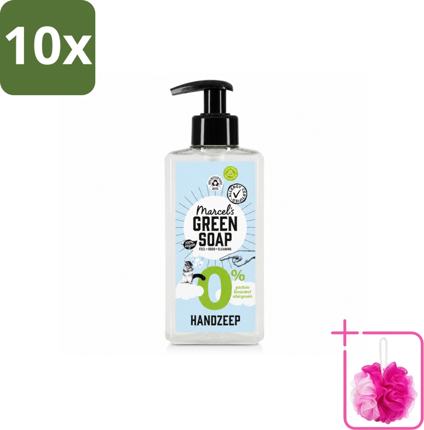 10 x Marcel's Green Soap - Handzeep 0% - Zachte verzorging - 250 ml - Bulkverpakking - Handzeep 0% - Douchemop - Gevoelige huid
