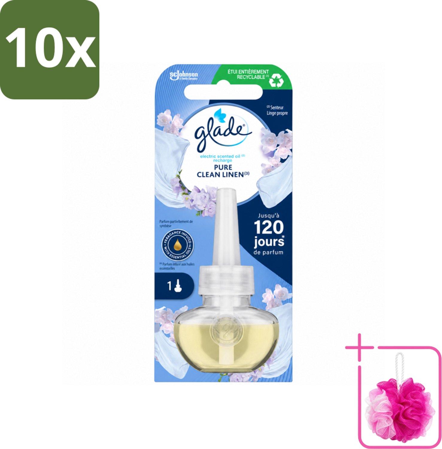 10 x Glade - Navulling Elektrische Olie - Pure Clean Linen - Zonder Houder - Bulkverpakking - Geur - Douchemop - Linen