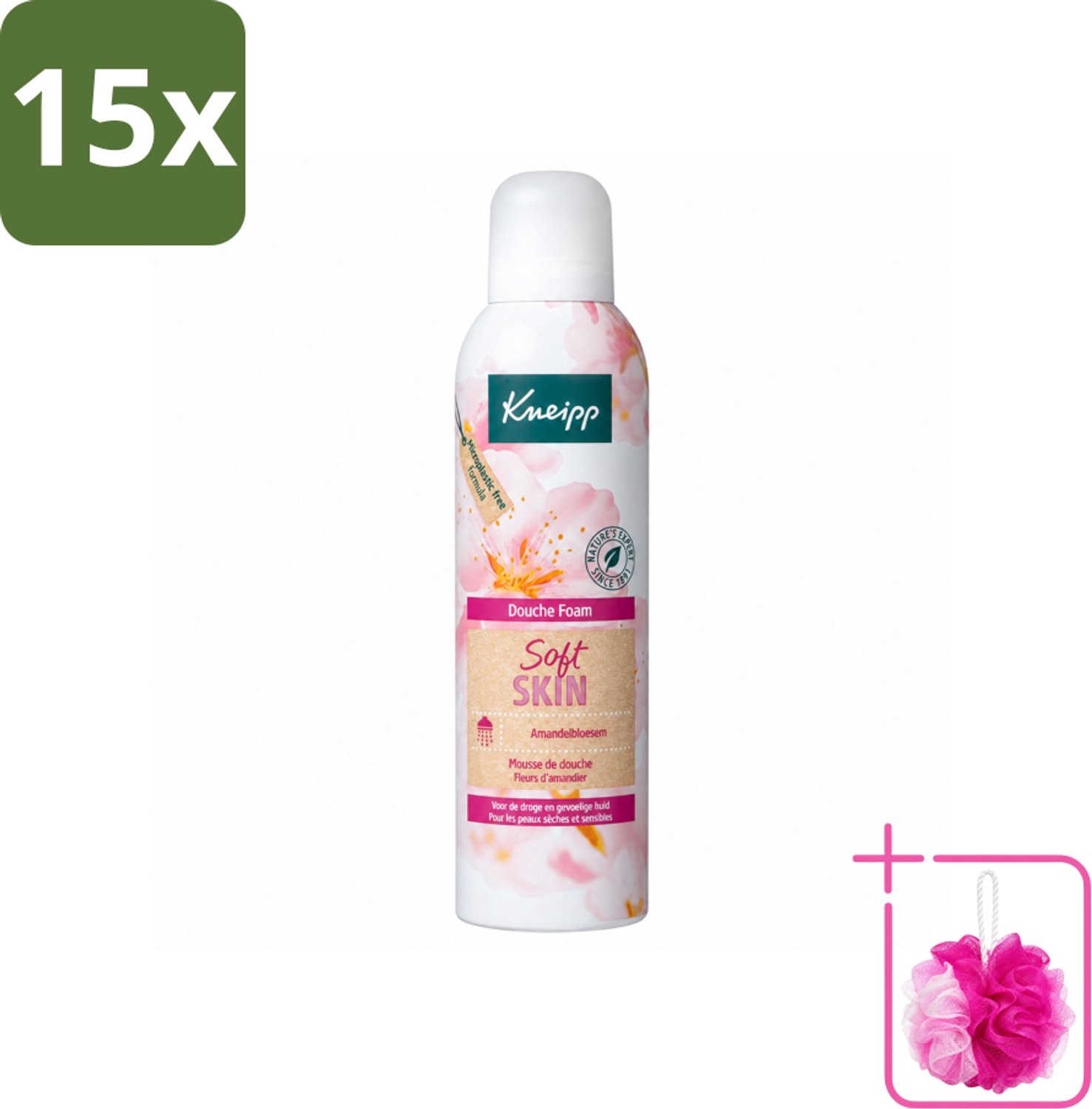 15 x Kneipp - Douche foam - Soft Skin - Voor droge en gevoelige huid - 200 ml - Bulkverpakking - Douche foam - Douchemop - Huidverzorging