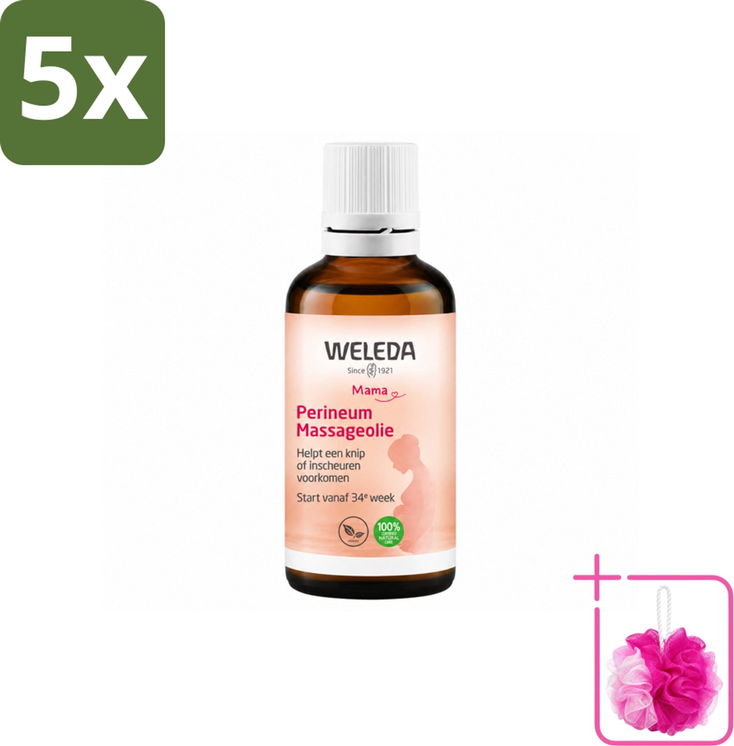 5 x WELEDA - Perineum massageolie - Mama & Baby - 50 ml - Bulkverpakking - Perineum massageolie - Douchemop - Zwangerschap