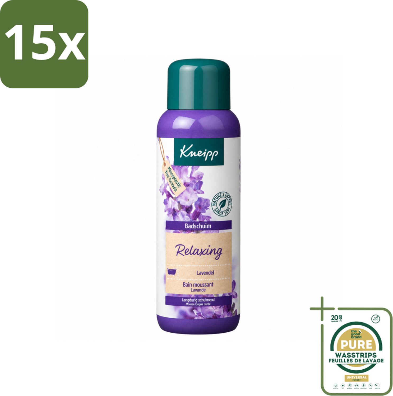 15 x Kneipp - Badschuim - Lavendel - Bloemige geur - 400 ml - Wasstrips - Badshuim - Ontspanning - Lavendel - Badgeur - Natuurlijke Badproducten