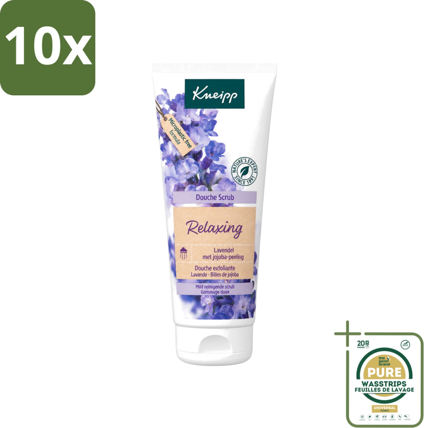 10 x Kneipp - Douche scrub - Relaxing - Lavendel - Bloemige geur - 200 ml - Wasstrips - Douche Scrub - Huidpeel - Ontspanning - Lavendel - Huidverzorging