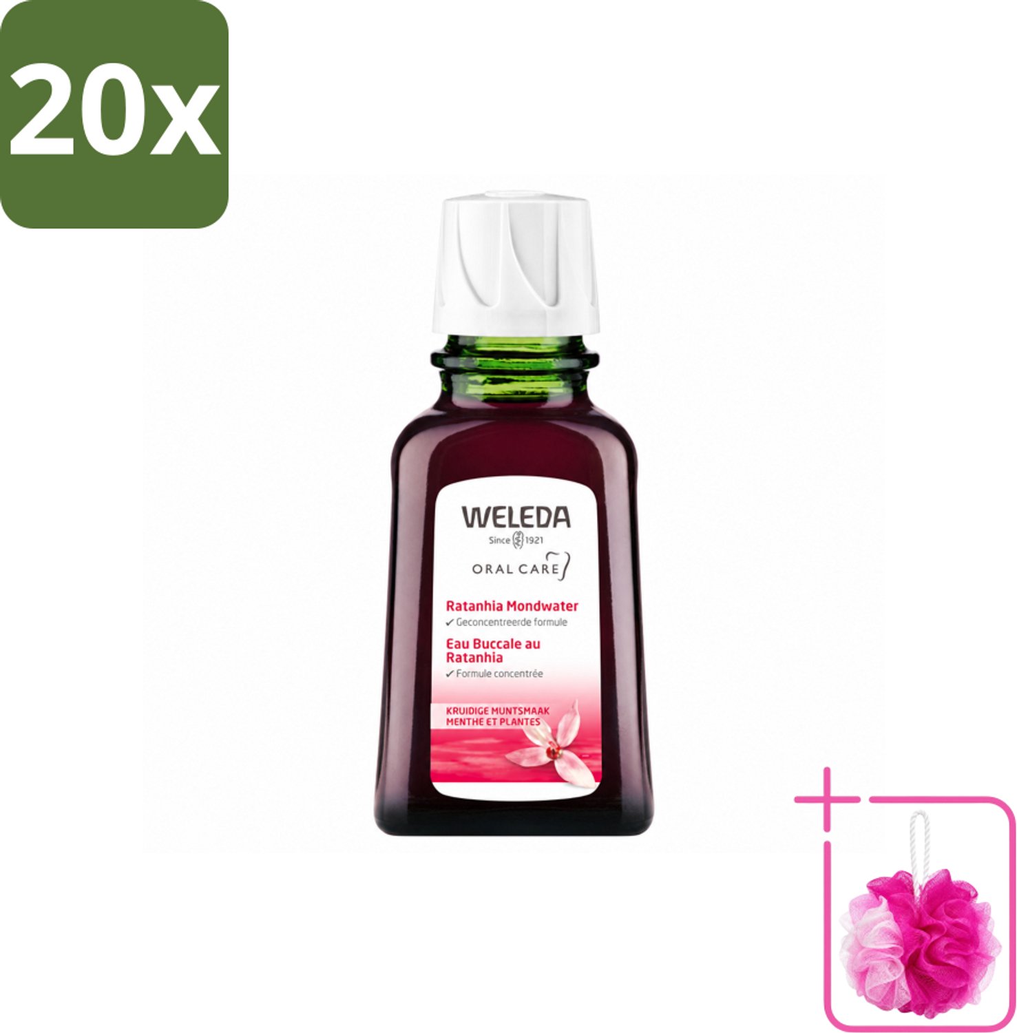 20 x WELEDA - Mondwater geconcentreerd - Ratanhia - 50 ml - Bulkverpakking - Mondwater - Douchemop - Tandvlees verzorging